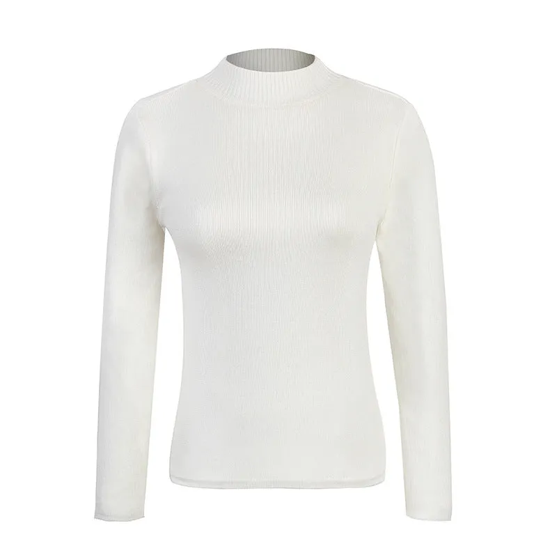 Plush Turtle Neck Plain Women Sweater