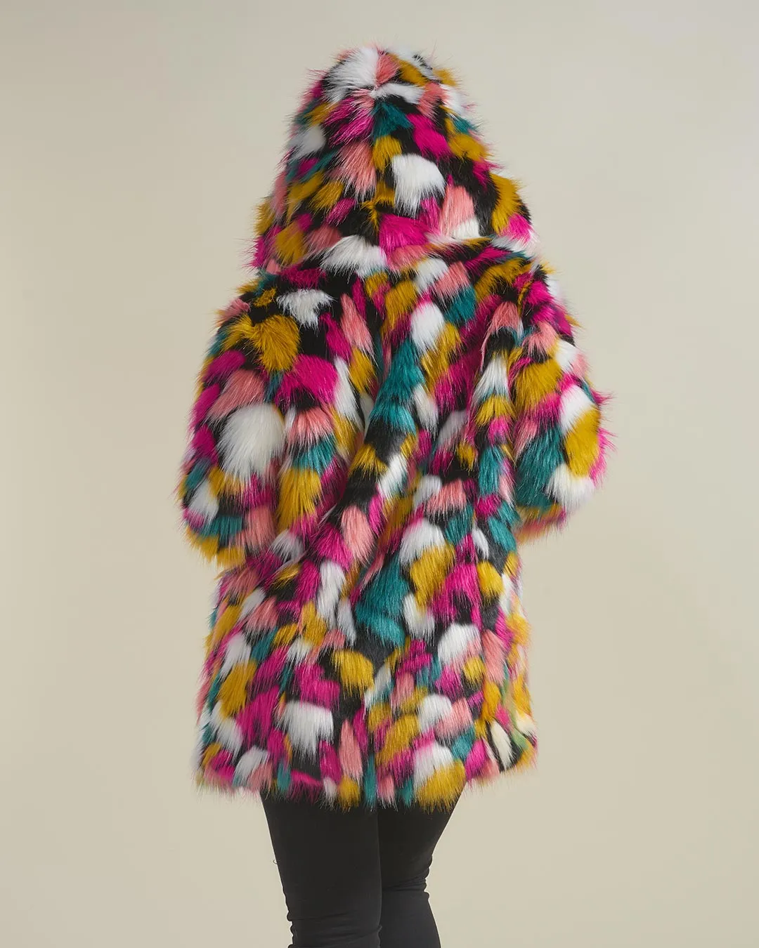 Rainbow Butterfly Hooded Faux Fur Coat | Women's