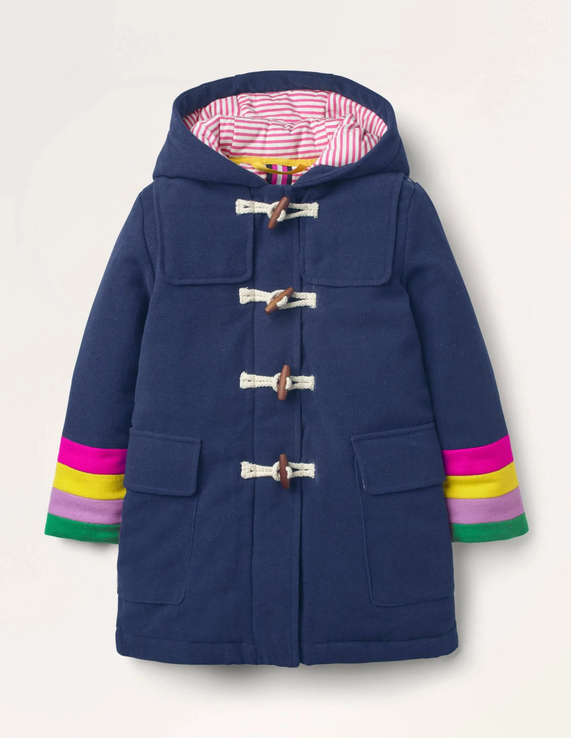 Rainbow Cuff Wool Duffle Coat-College Navy