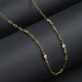 Real Gold Plated Sparkle Station Chain Necklace For Women By Accessorize London