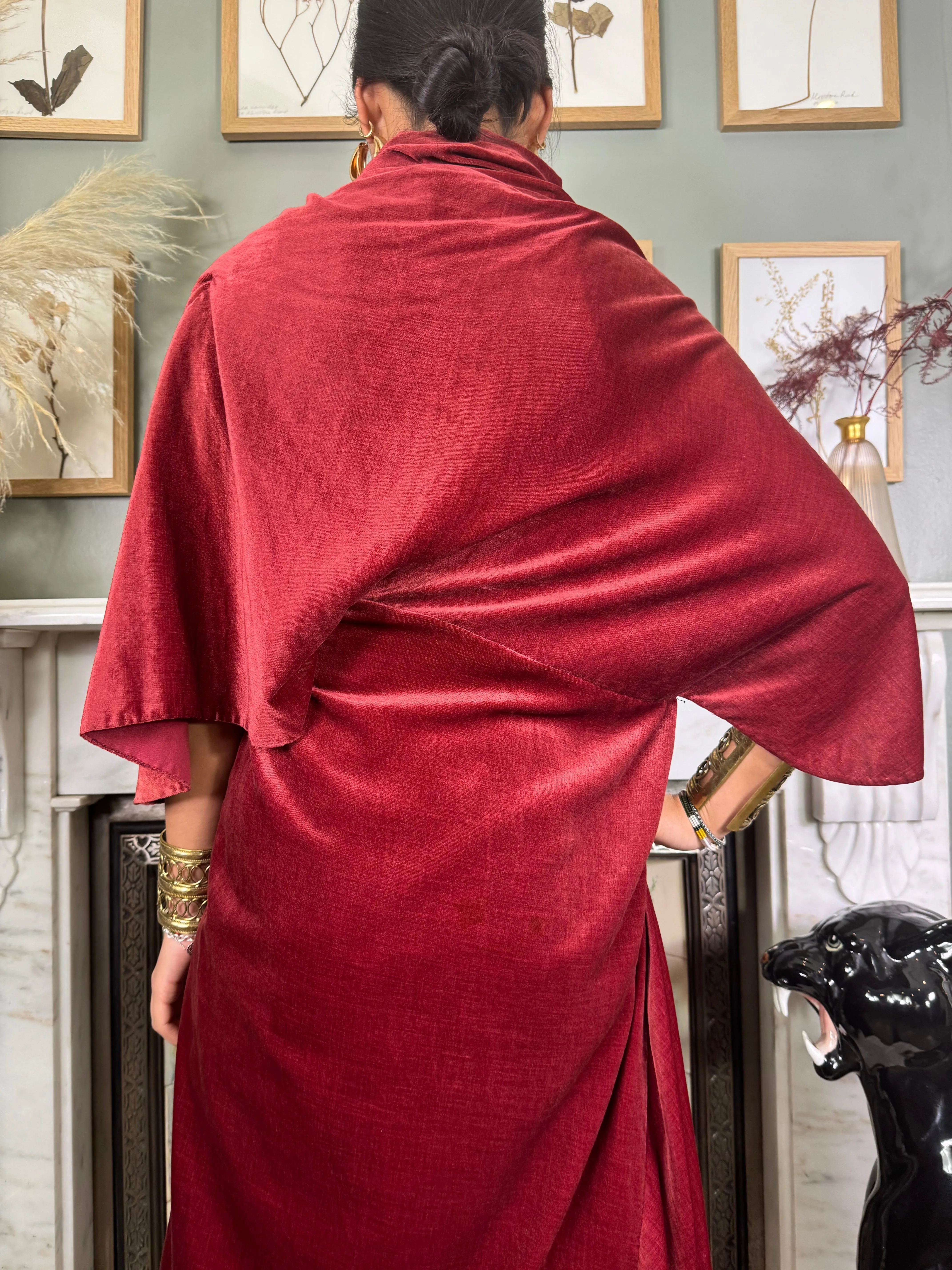 Romi, burgundy velvet robe/dress