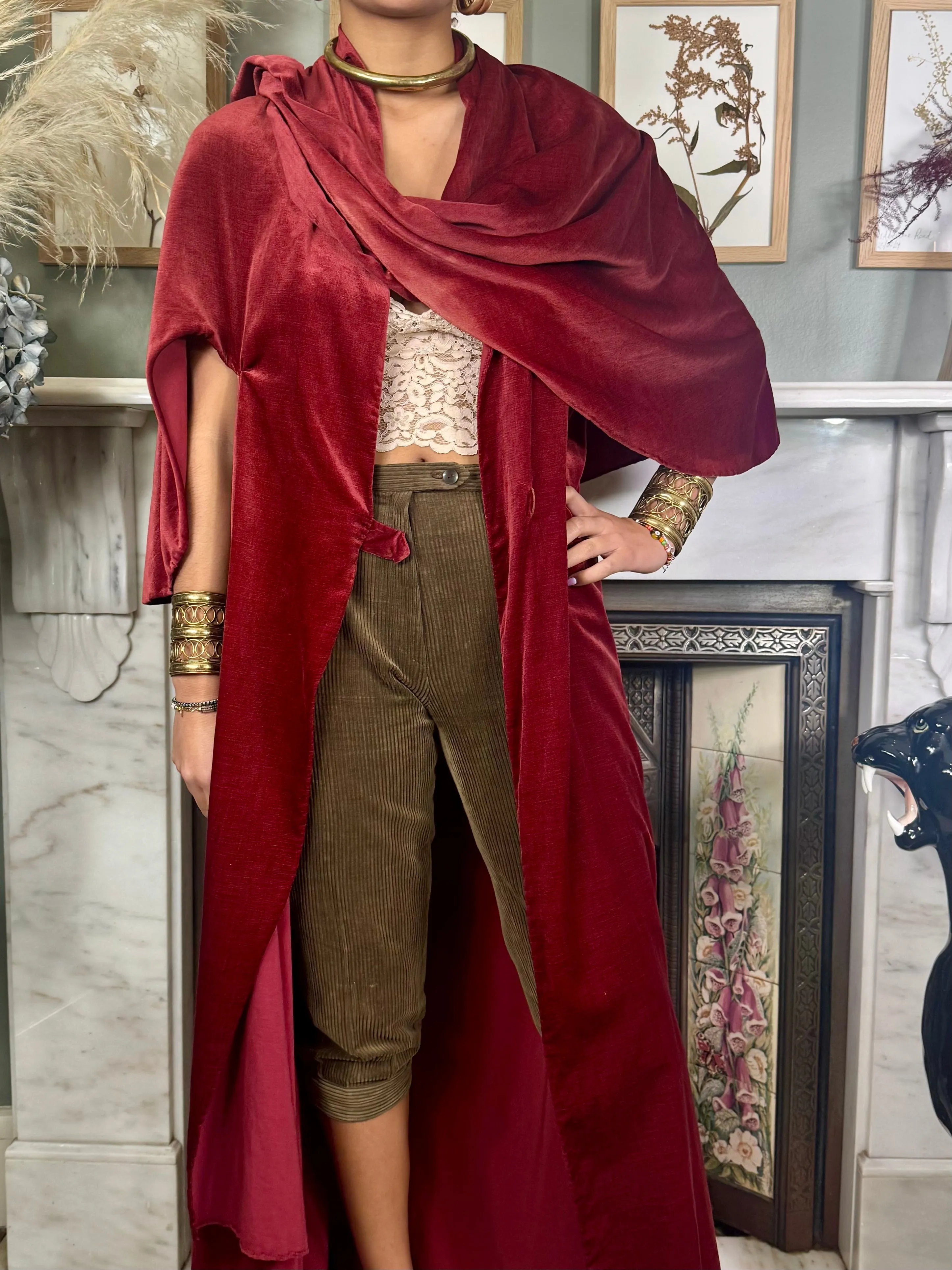 Romi, burgundy velvet robe/dress