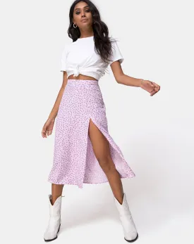 Saika Midi Skirt in Ditsy Rose Lilac