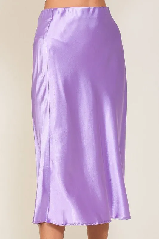 Satin Midi Flare Skirt