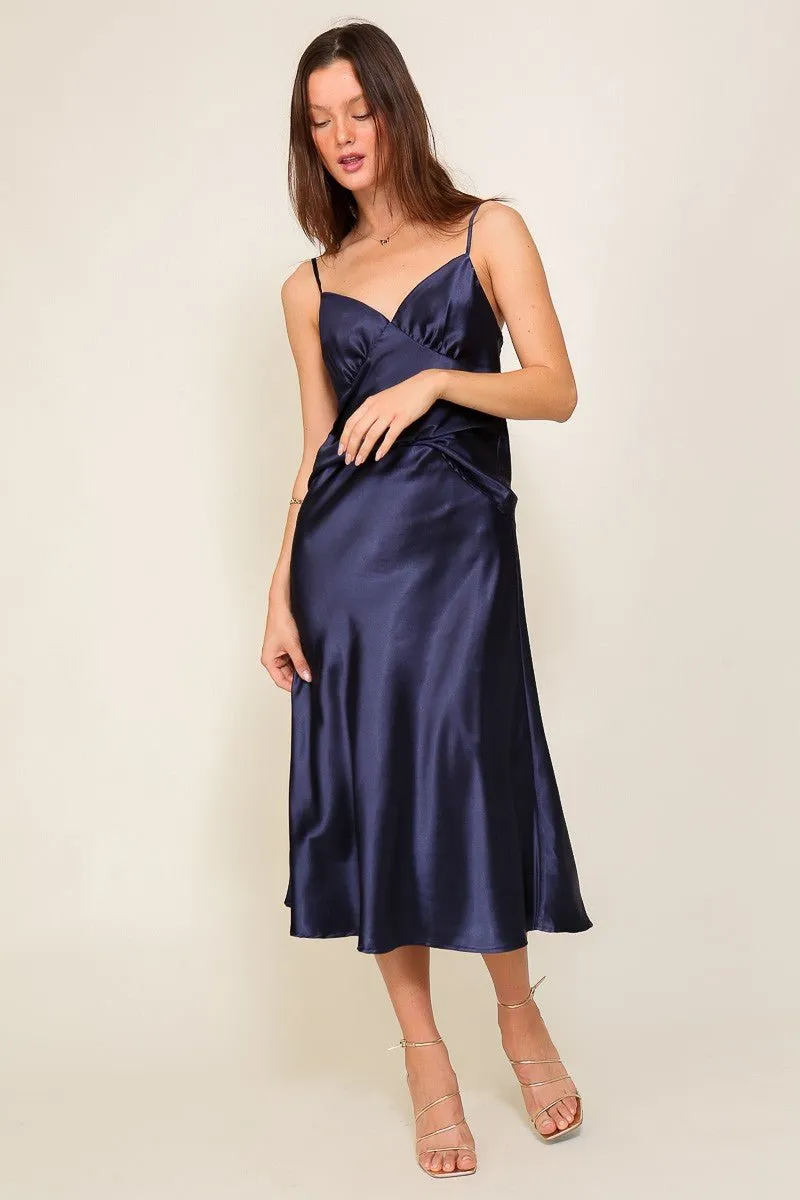 Satin Midi Flare Skirt