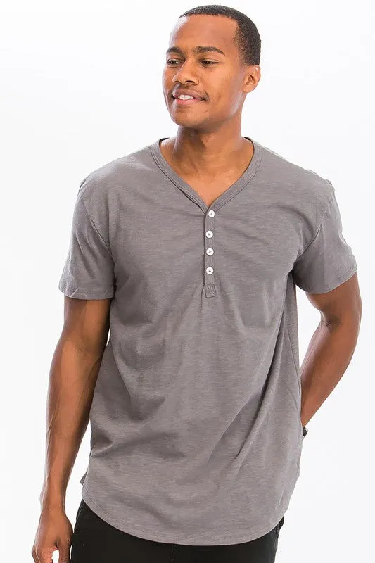 SHORT SLEEVE 4 BUTTON HENLEY SHIRT