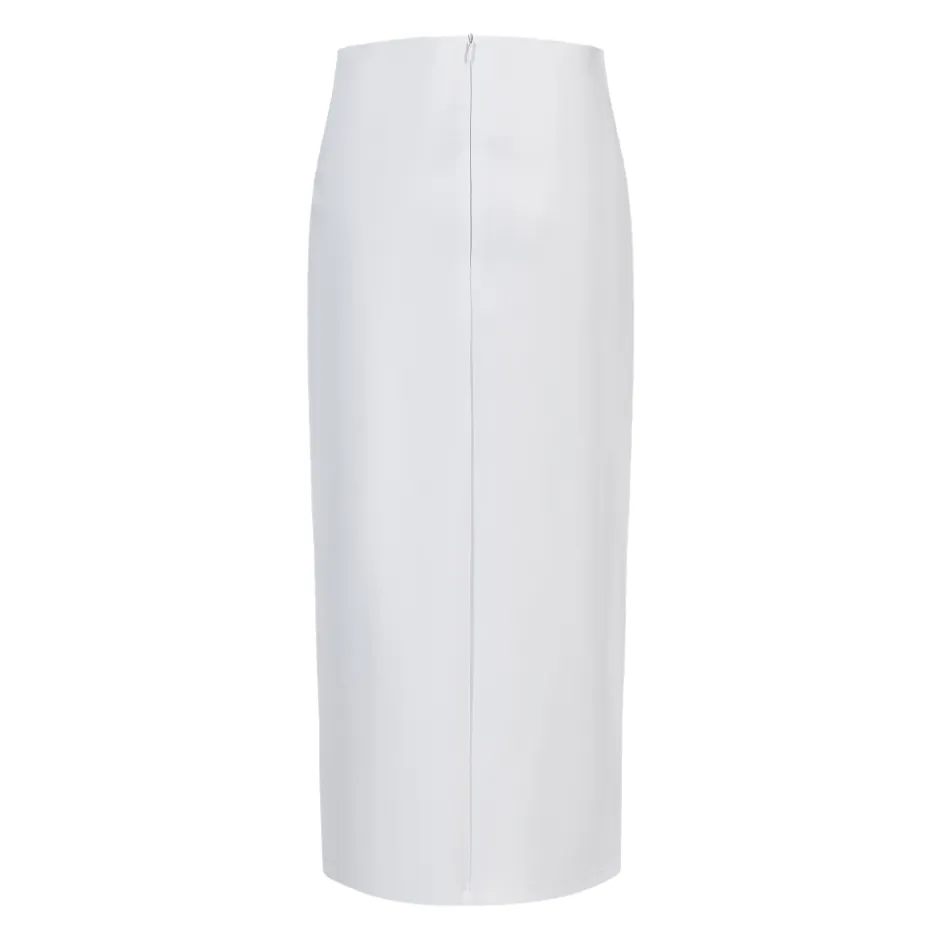 Skirt SK2151 - midi length - white milano - slinky skirt