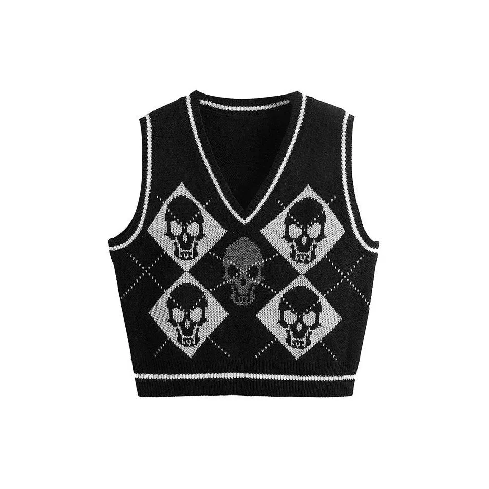 Skull Argyle Vest