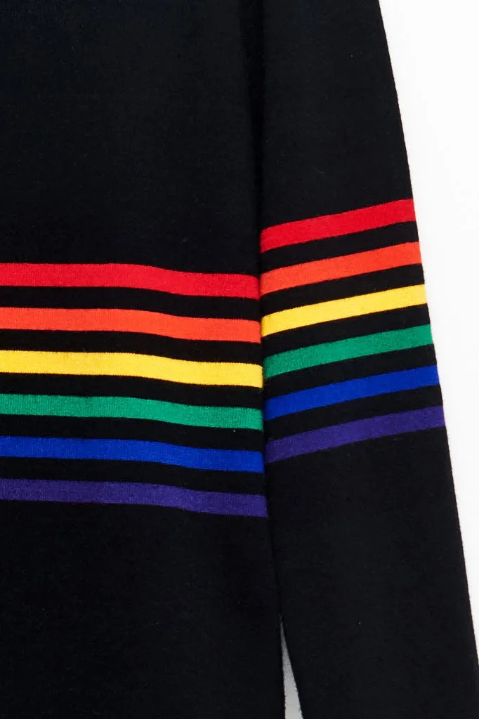 Slade Collection- Rainbow Colour Stripes Knitted Asymmetry Hign Neck Top