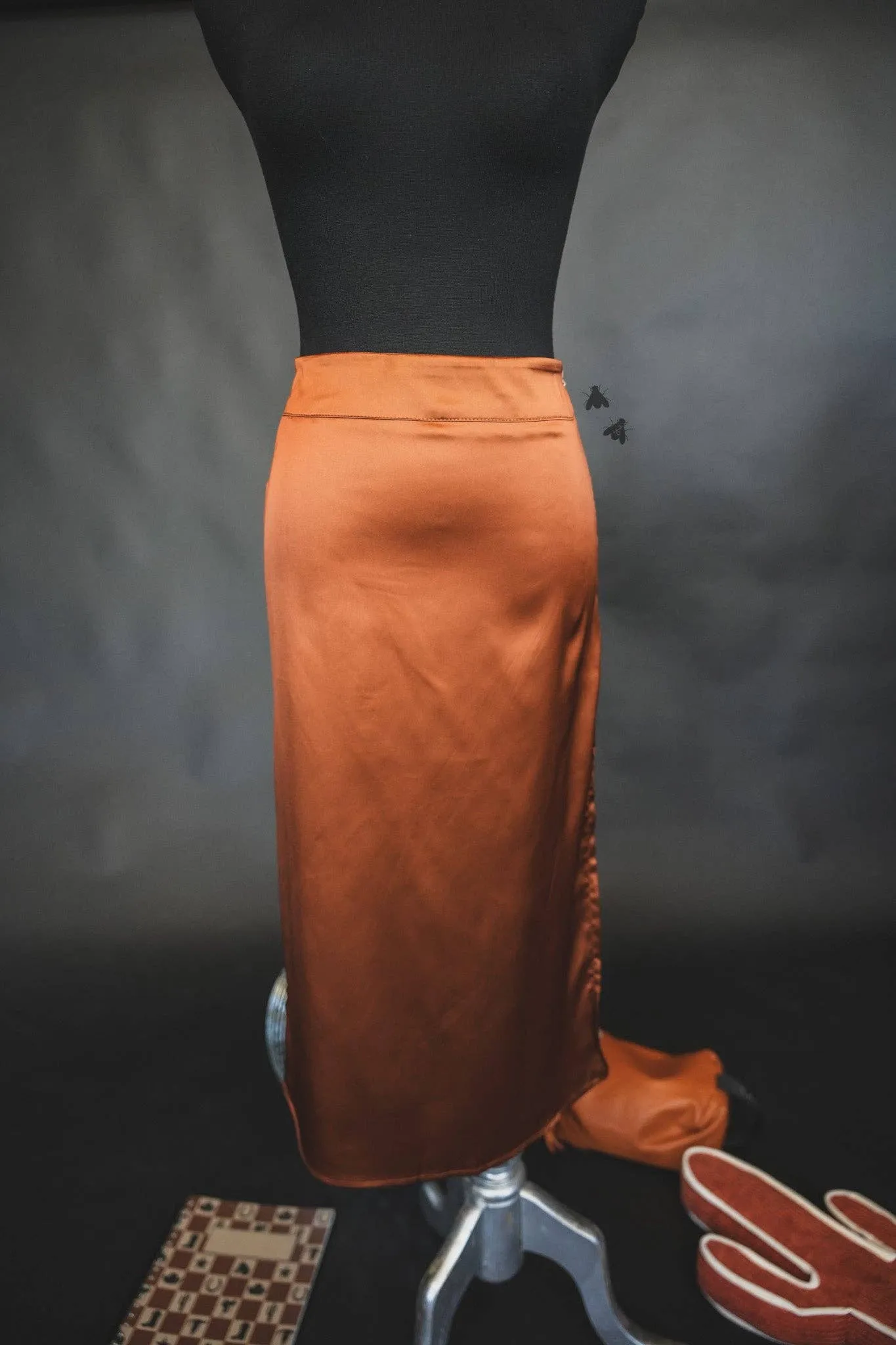 Slitastic Skirt - Saddle Satin