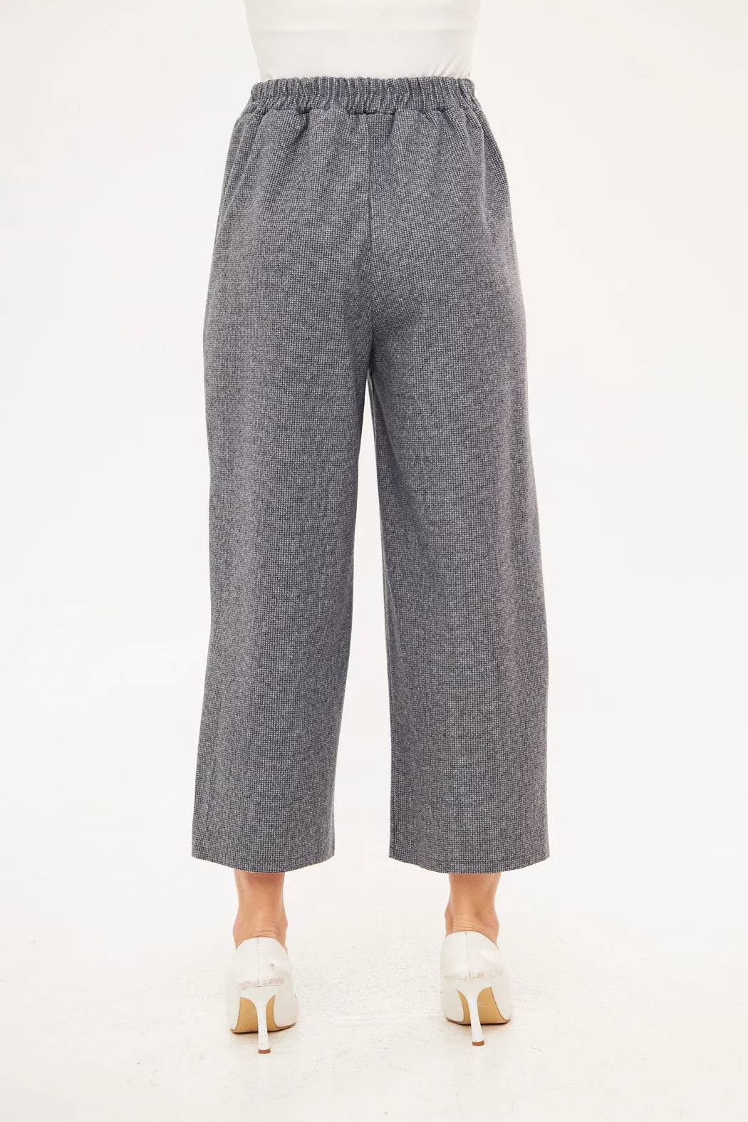 Solid Textured Culottes Trouser