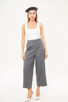 Solid Textured Culottes Trouser