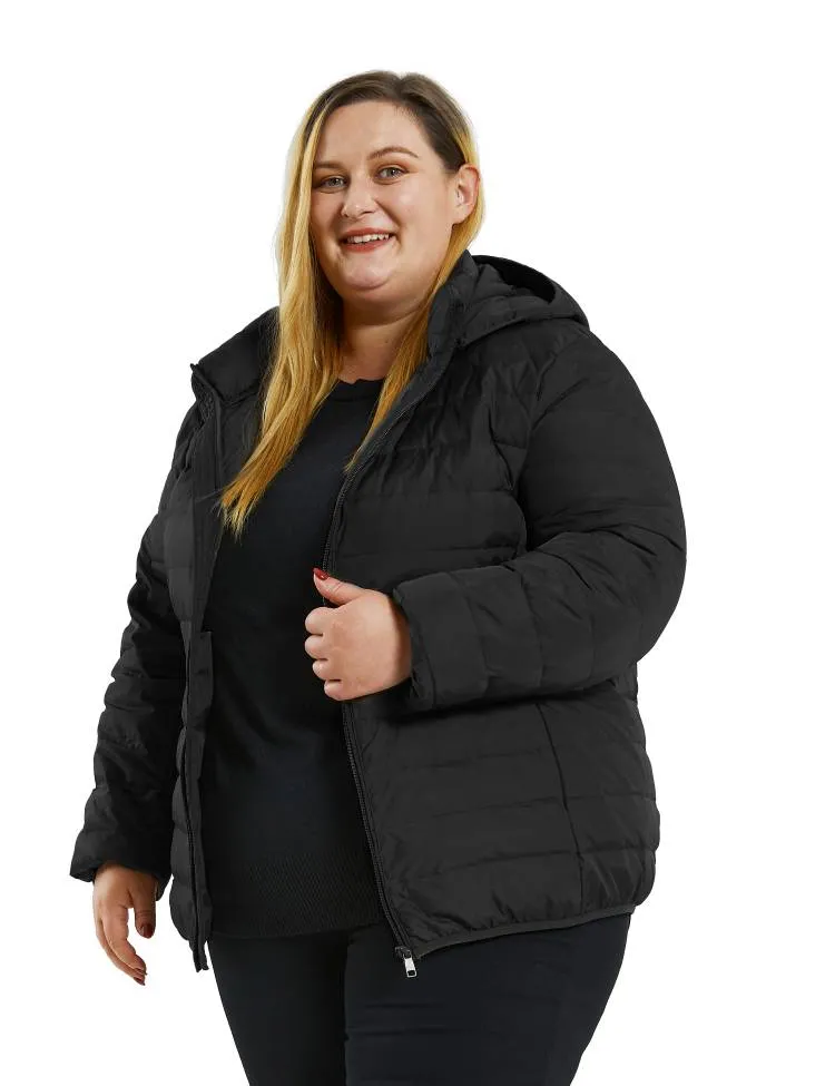 Soularge Women's Plus Size Winter Packable Lightweight Down Coat with Detachable Hood