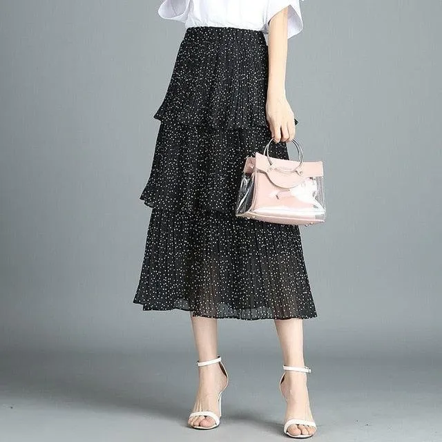 Summer Casual Polka Dot Bud Lace Skirt