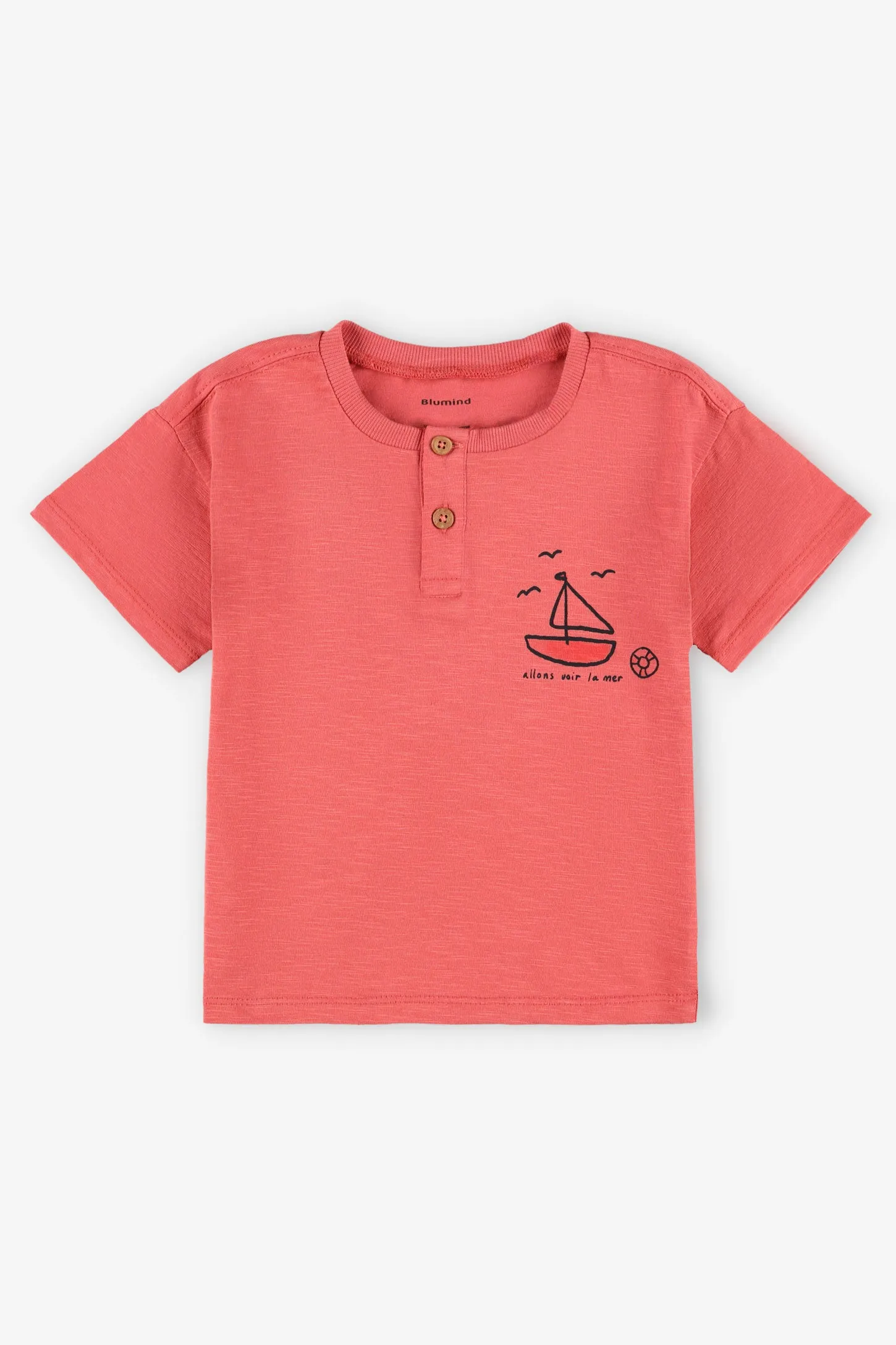 T-shirt col henley coton - Bébé garçon