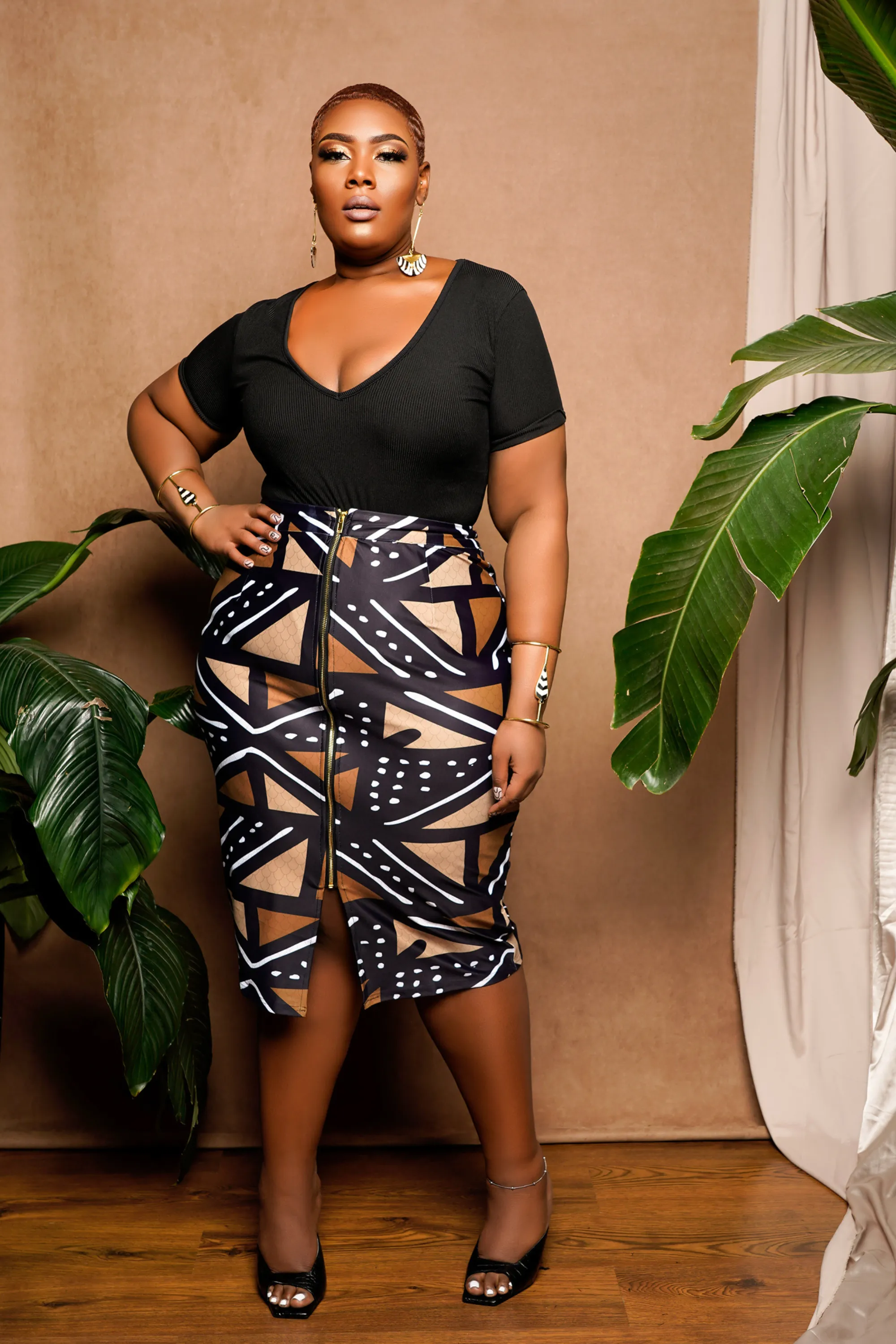 Tara Stretchy African Print Pencil Skirt