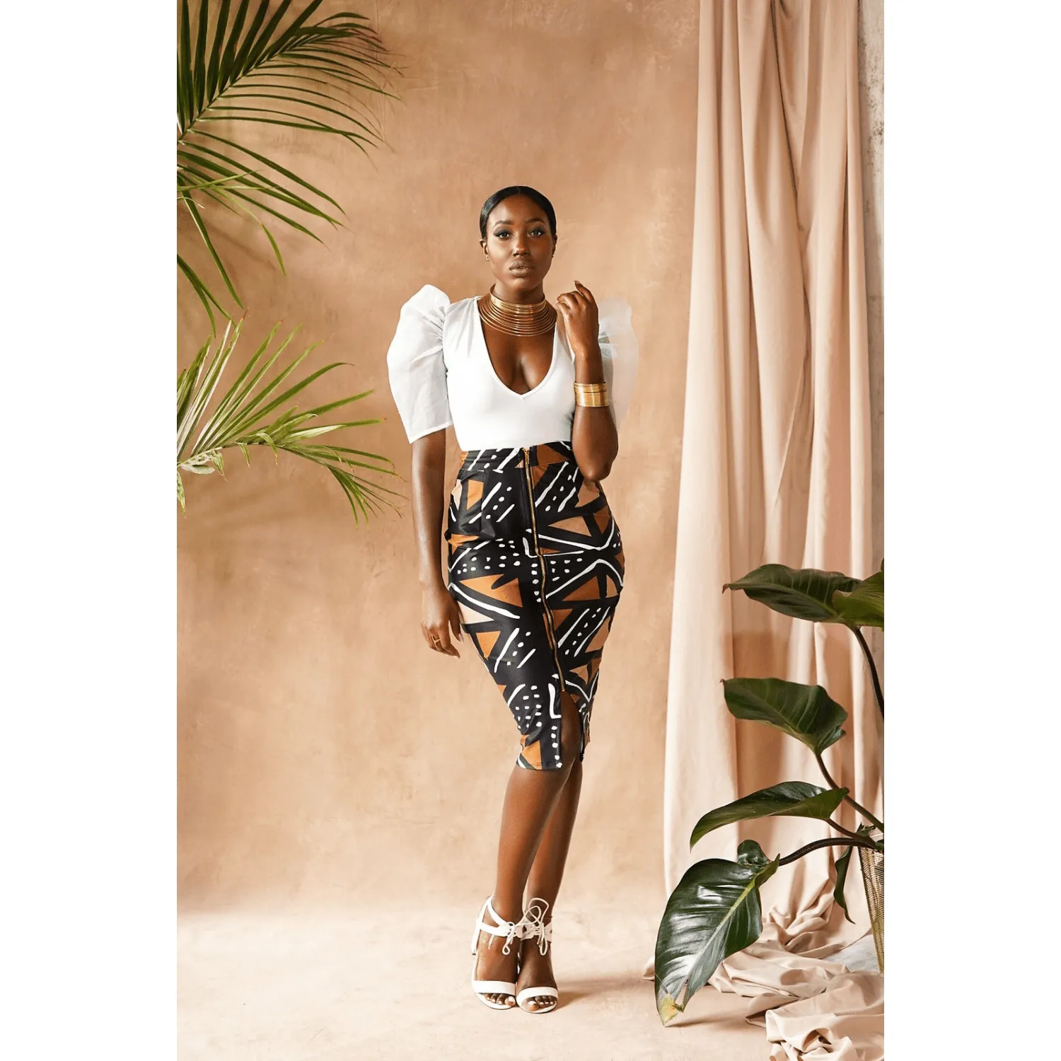 Tara Stretchy African Print Pencil Skirt