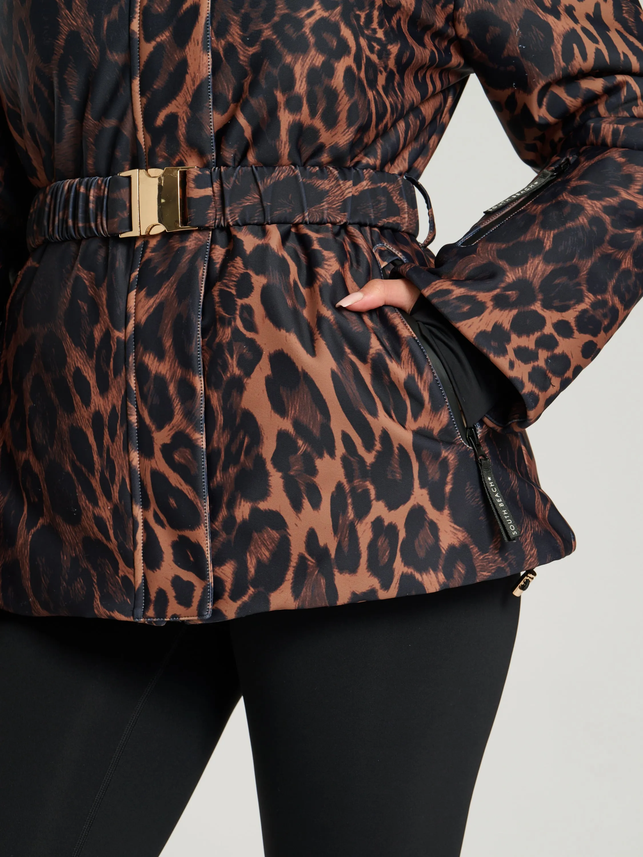 The 'Cloud' Padded Hooded Jacket in Chocolate Leopard