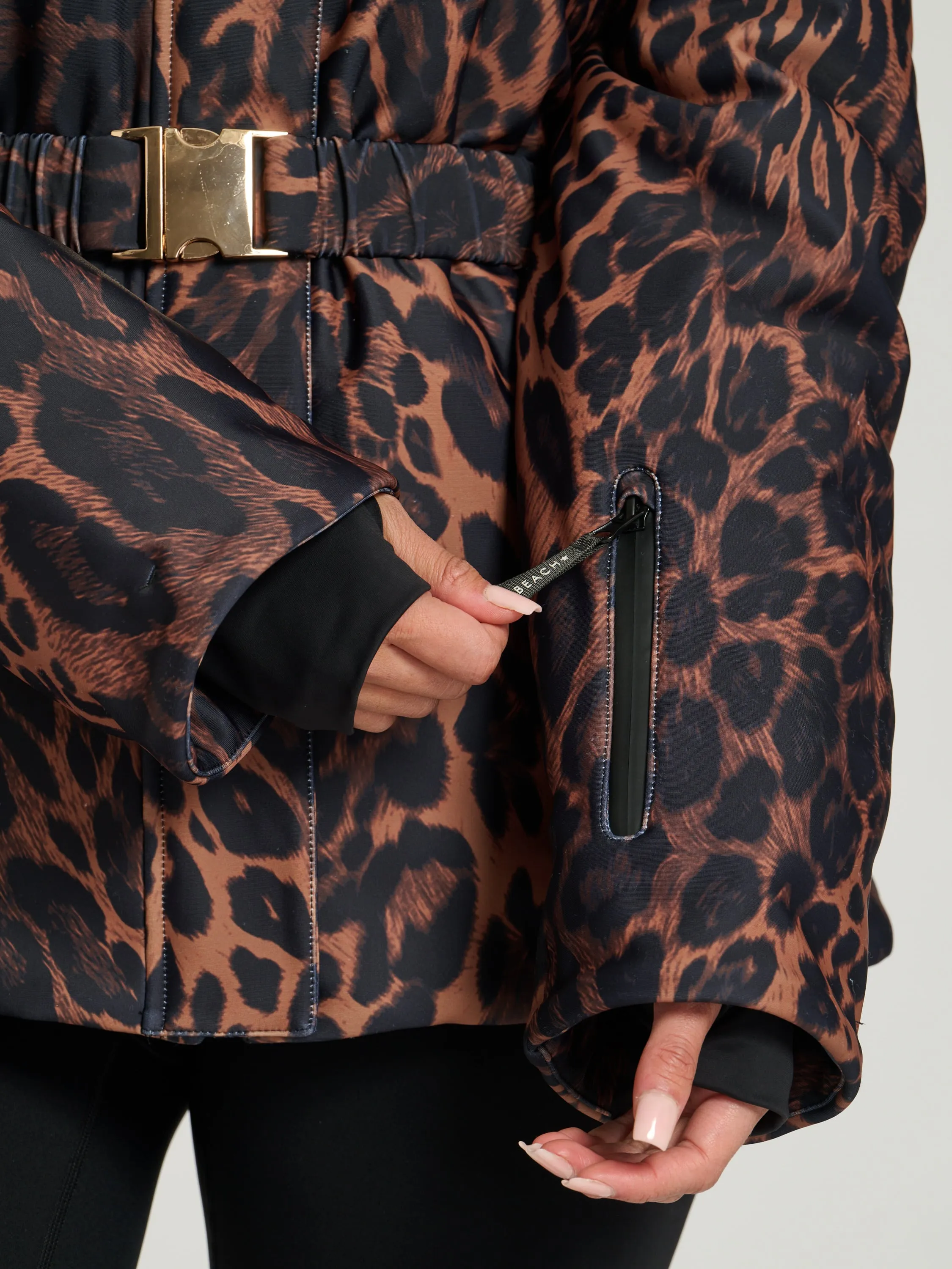 The 'Cloud' Padded Hooded Jacket in Chocolate Leopard