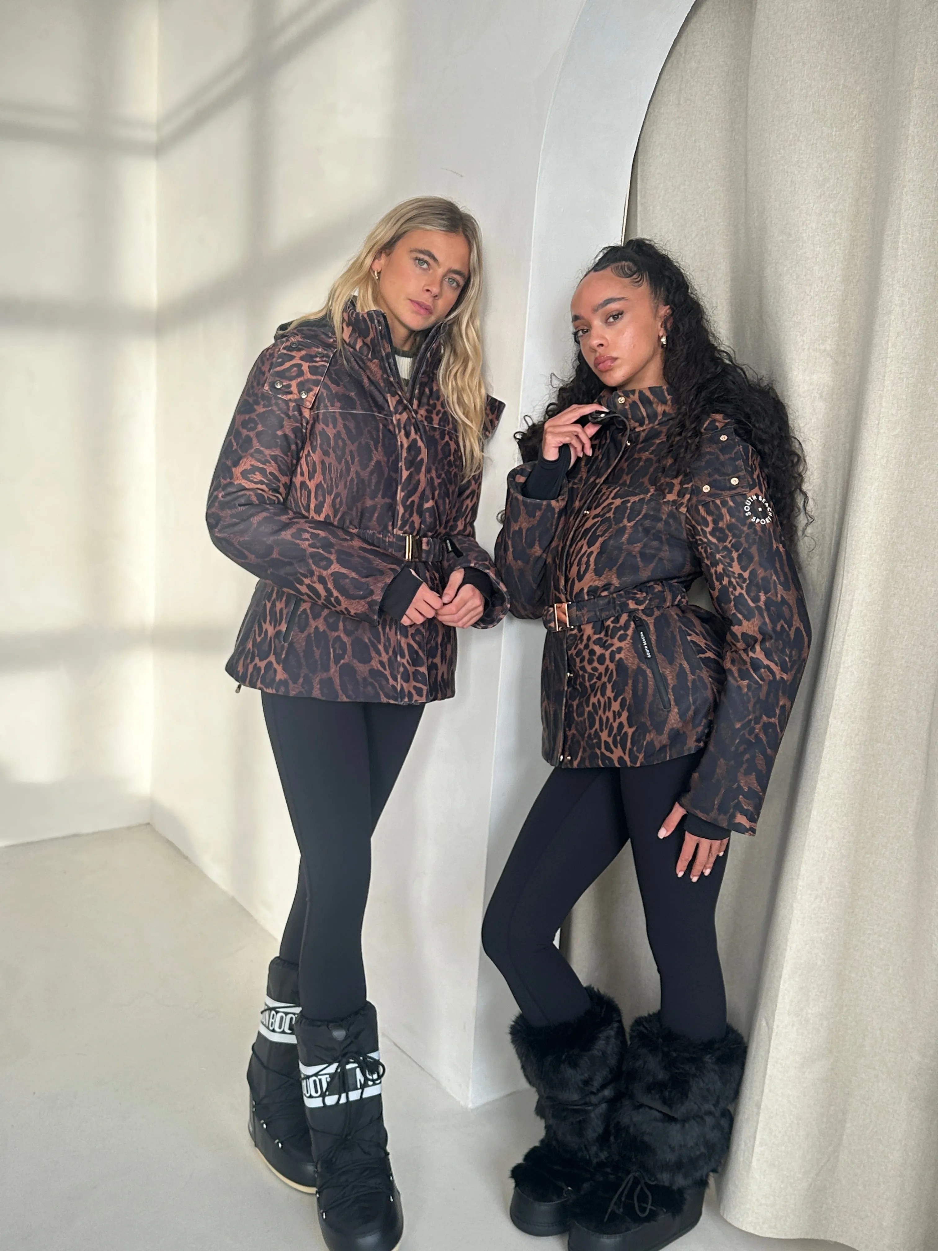 The 'Cloud' Padded Hooded Jacket in Chocolate Leopard