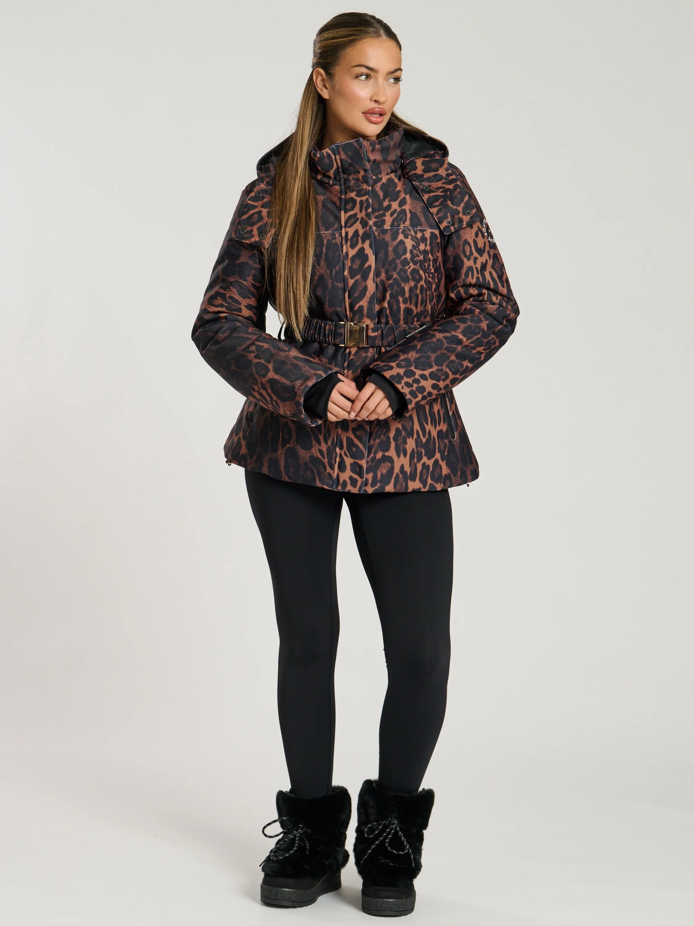 The 'Cloud' Padded Hooded Jacket in Chocolate Leopard