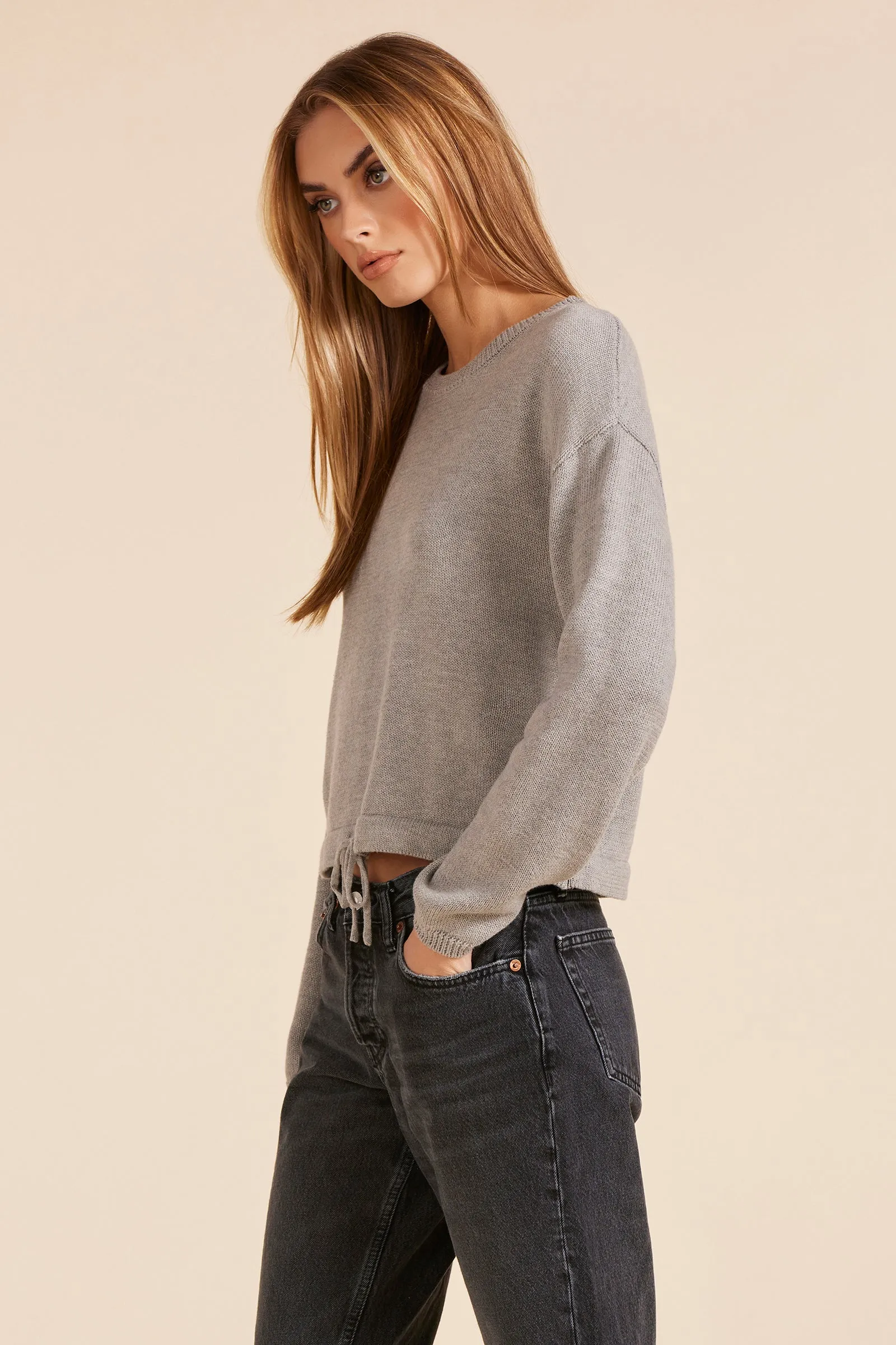 TIE HEM CREWNECK SWEATER