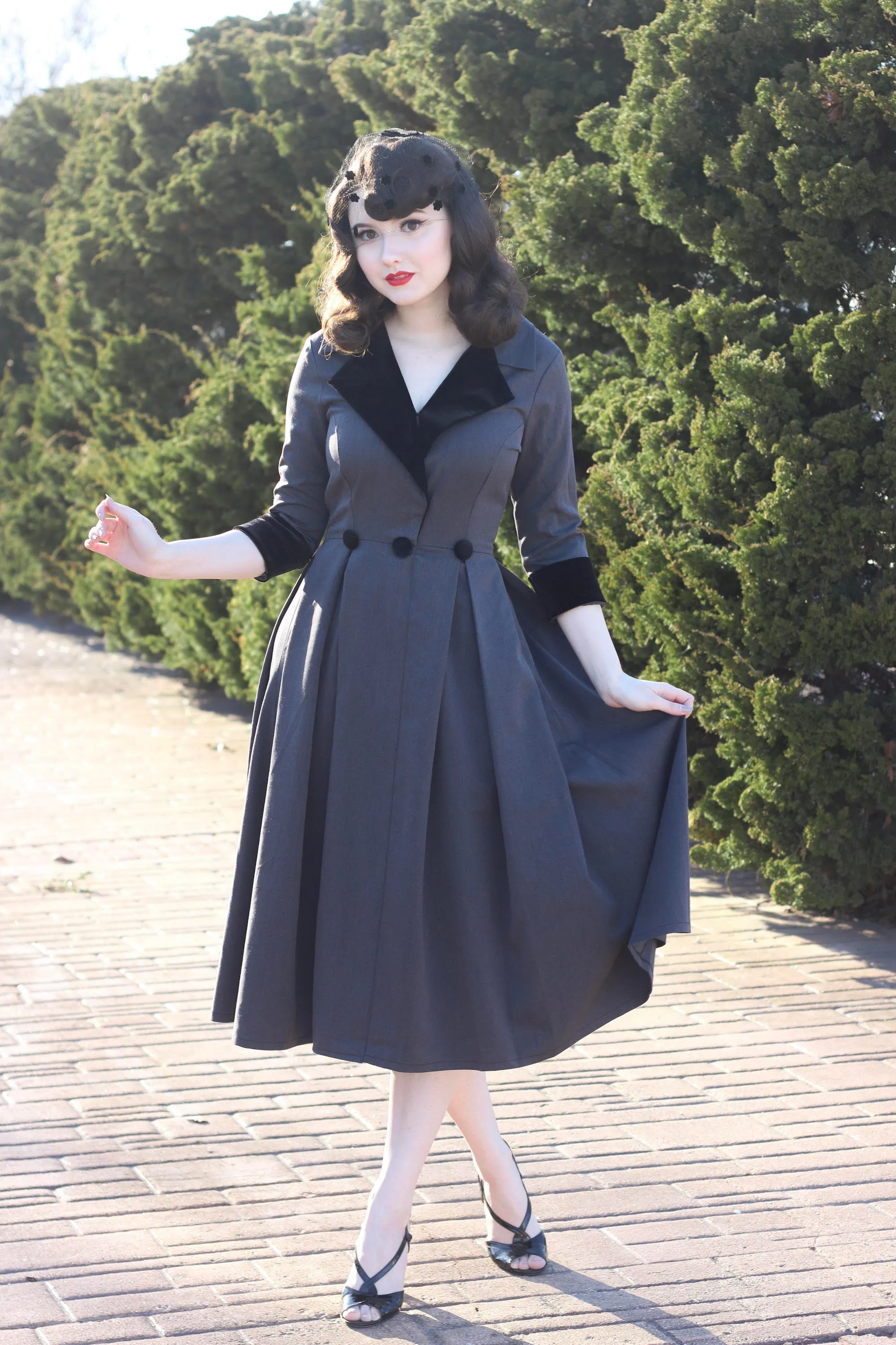 velvet swing pleat - 50s inspired dress