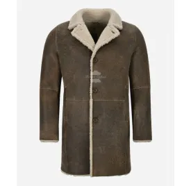 VIKTOR Mens Sheepskin Coat Single Breasted Shearling Coat