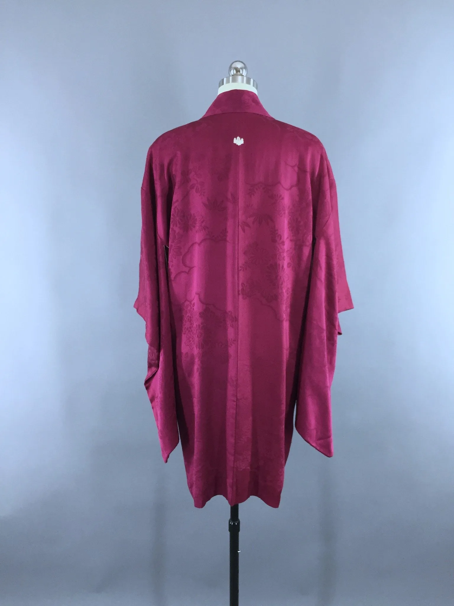 Vintage 1920s Silk Haori Kimono Cardigan Jacket in Magenta Purple