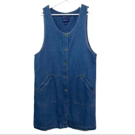 Vintage 90s Blue J. Denim Jean Jumper Dress Large Sleeveless Cotton