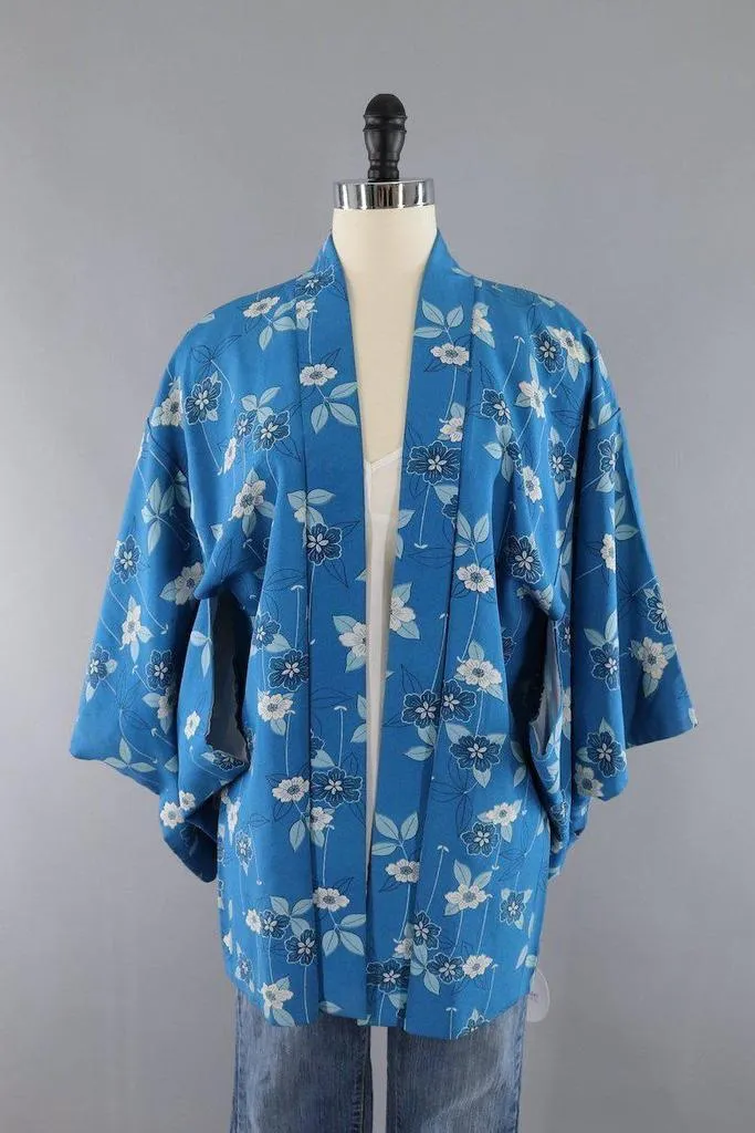 Vintage Floral Silk Kimono Cardigan