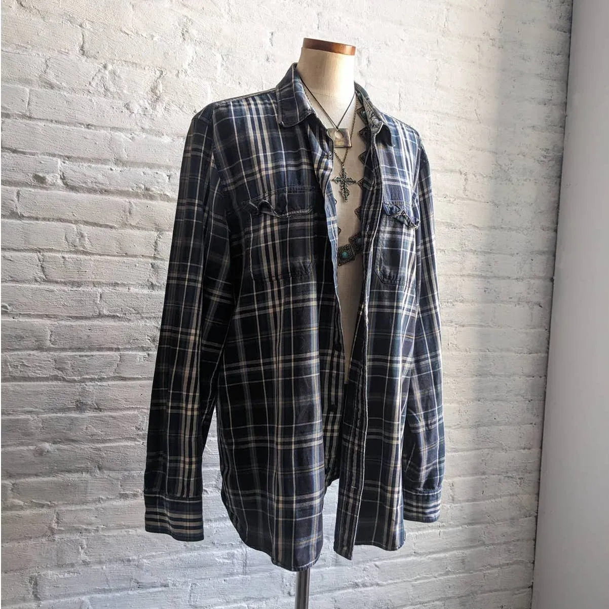 Vintage GAP Oversize Plaid Dark Academia Grunge Muted Earthy Boyfriend Flannel