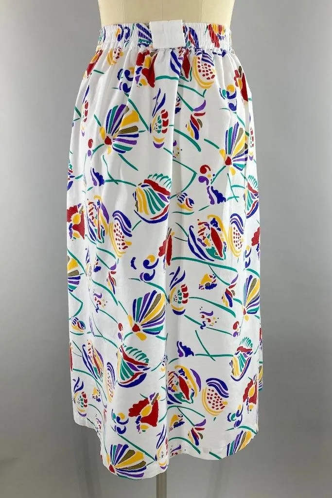 Vintage Seashell Print 80s Skirt