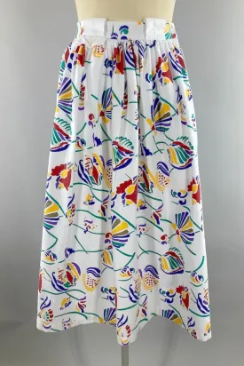 Vintage Seashell Print 80s Skirt