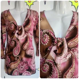 Vintage Y2K | Pink Fairy Grunge Indie Sleaze Paisley Top or Mini Dress | Size M