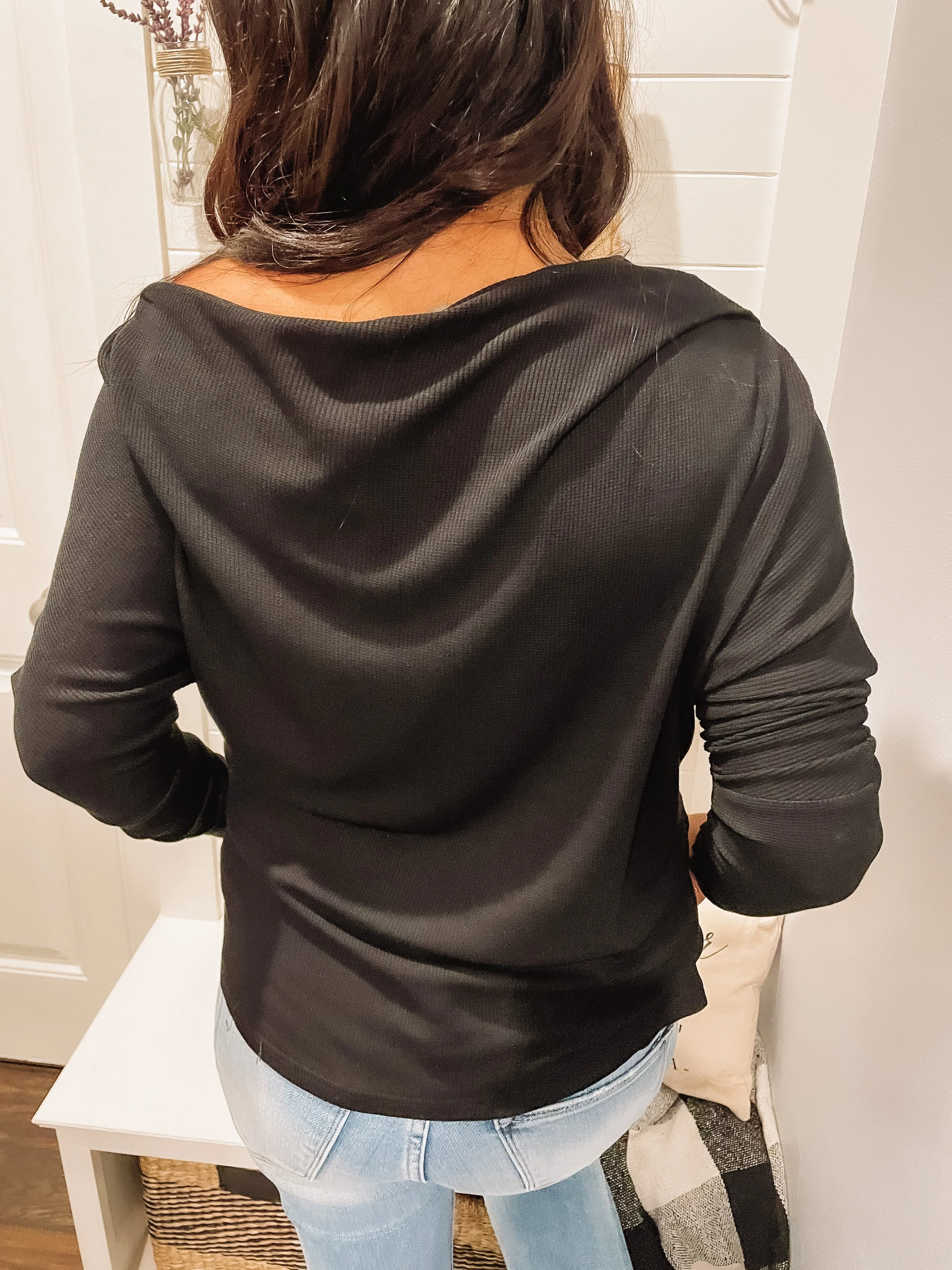 Waffle Textured Off Shoulder Top