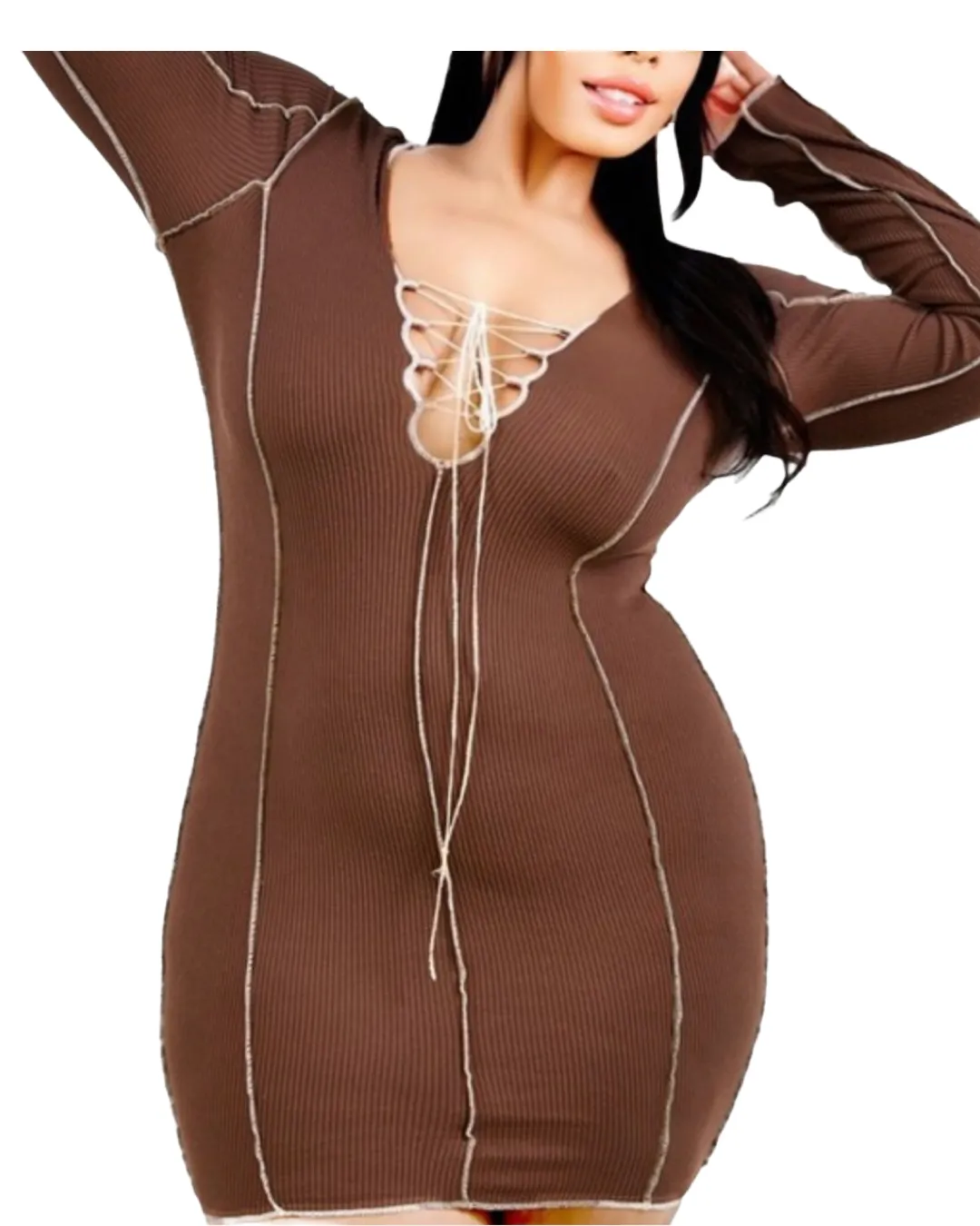 What’s The Stitch Mini Dress - CURVES