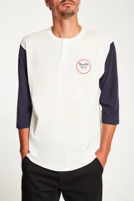 Wheeler 3/4 Sleeve Henley - Off White/Navy