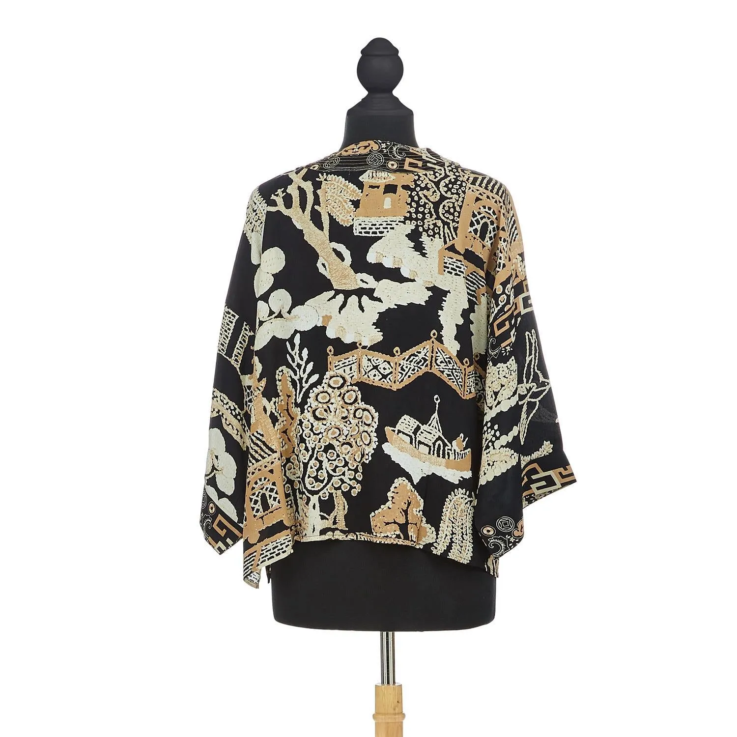 Willow black short kimono