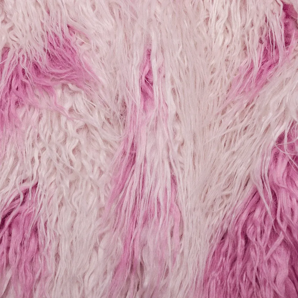 Women's Punk Contrast Color Faux Fur Coat Pink