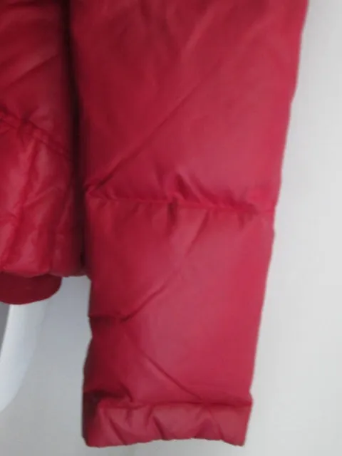 Womens TRUE RELIGION Puffer Jacket Coat Down Ski CHERRY RED XS Hood Faux Fur