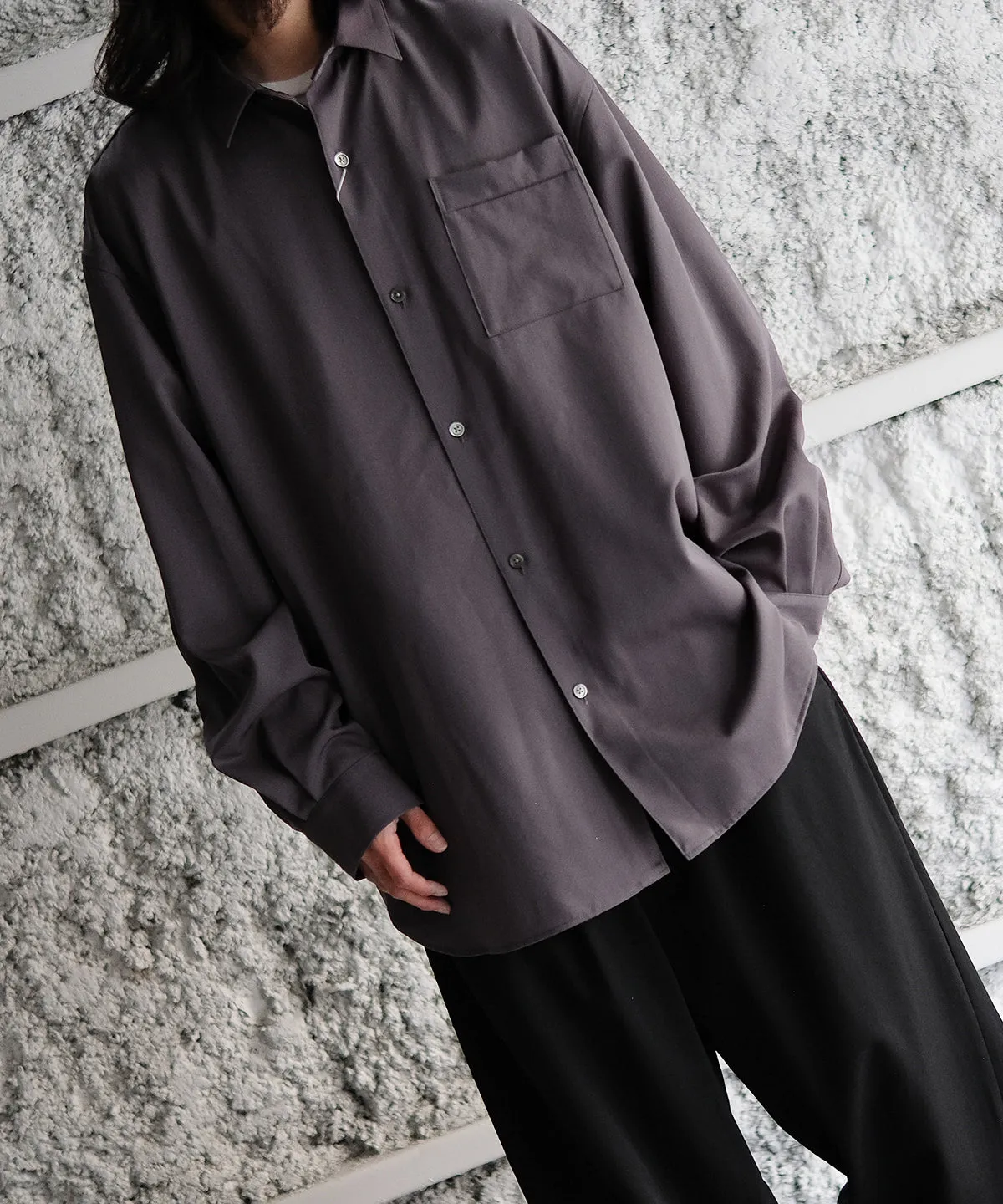 Wool Gabardine Wide Shirt - Blanc YM