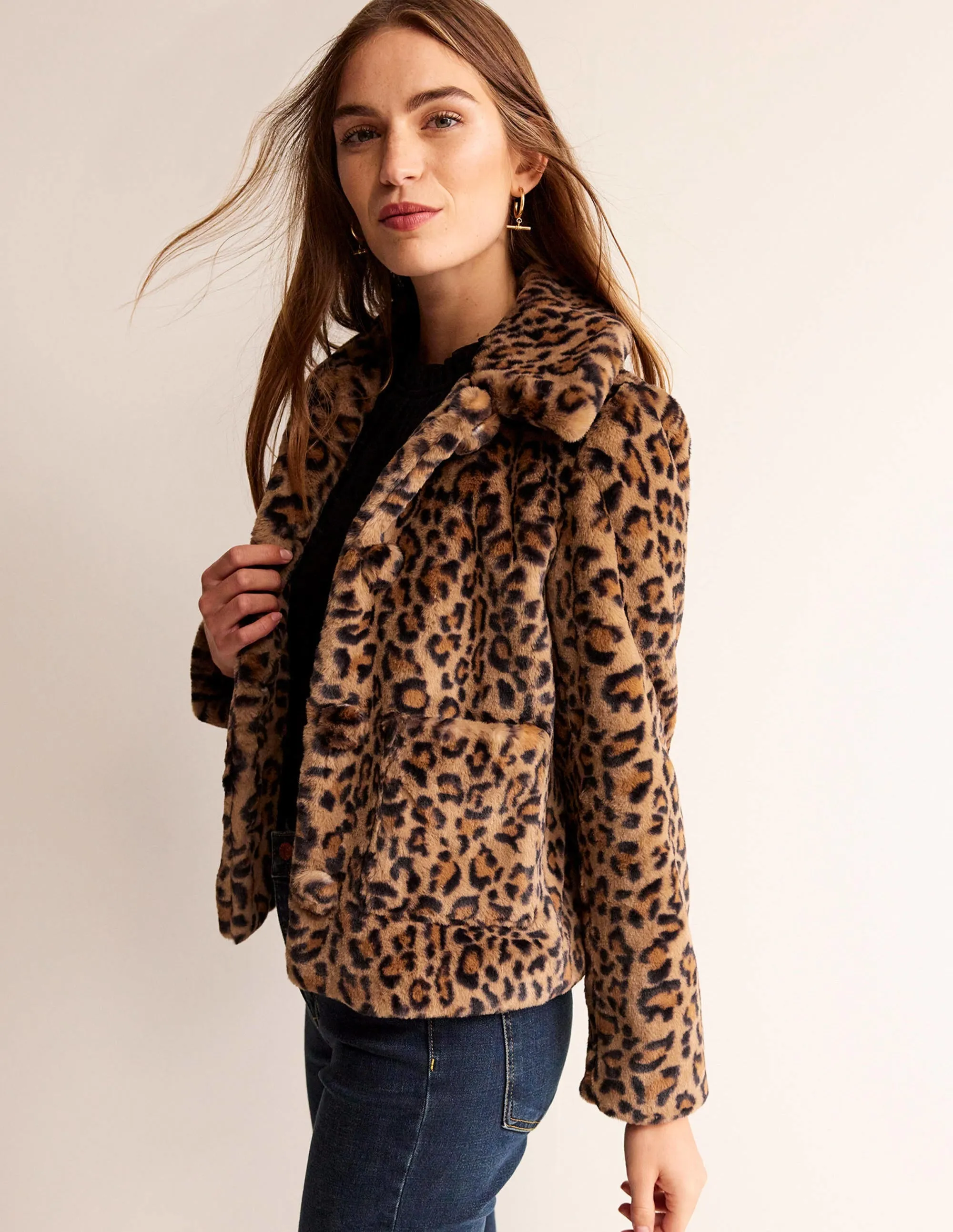 York Faux-Fur Coat-Leopard